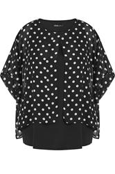 YOURS Plus Size Black Polka Dot Double Layer Top | Yours Clothing 5