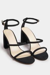 LTS Black Multi Strap Block Heel Sandals In Standard Fit | Long Tall Sally 2