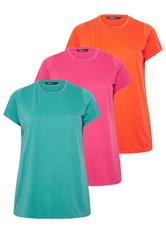 YOURSET 3 PACK Curve Teal Blue & Pink Core T-Shirts