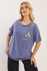 YOURS Plus Size Blue 'Wellness' Daisy Back Print T-Shirt | Yours Clothing 1