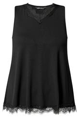 YOURS Plus Size Black Lace Trim Vest Top | Yours Clothing 5