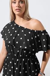 LIMITED COLLECTION Plus Size Black Polka Dot Frill Dress | Yours Clothing 4