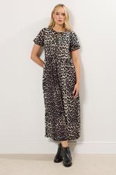 LTS Tall Beige Brown Tie Front Smock Dress | Long Tall Sally 3