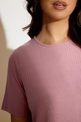 YOURS Plus Size Light Pink Ribbed Swing Top | Yours Clothing 4
