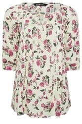 YOURS Curve Ivory White Floral Tie Detail Top