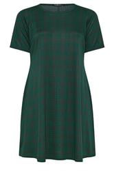 YOURS Plus Size Green Check Mini Dress | Yours Clothing 5