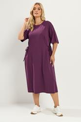 YOURS Plus Size Purple Front Tie Midi Dress | Yours Clothing 3