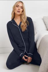 LTS Tall Navy Blue Piped Button Pyjama Set | Long Tall Sally 2