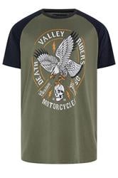 KAM Big & Tall Green Raglan Graphic Print T-Shirt