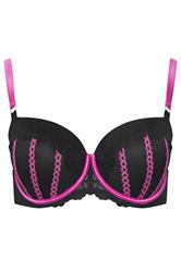 YOURS Plus Size Black & Pink Ribbon Underwired Padded Bra  |Yours Clothing 5