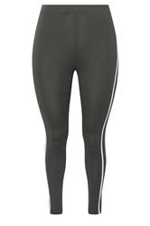 YOURS ACTIVE Plus Size Grey Side Stripe Leggings | Yours Clothing 6