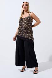 LIMITED COLLECTION Plus Size Chocolate Brown Leopard Asymmetric Vest Top | Yours Clothing 1