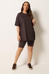 YOURS Plus Size Chocolate Brown Longline T-Shirt | Yours Clothing 2