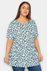 Blue Daisy Print Peplum Top 1