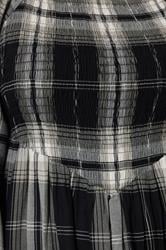 YOURS Plus Size Black Check Shirred Mini Dress | Yours Clothing 4