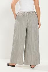 YOURS Plus Size Brown & White Striped Wide Leg Trousers | Yours Clothing 2