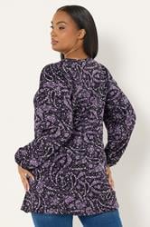 YOURS Plus Size Purple Paisley Print Pleat Front Top | Yours Clothing 2