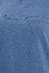 YOURS Plus Size Blue Stud Grown-On Sleeve T-Shirt | Yours Clothing 4