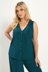 YOURS Plus Size Teal Green Waistcoat | Yours Clothing 3