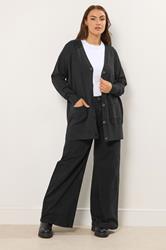 YOURS Plus Size Black Boyfriend Button Through Cardigan | Yours Clothing 2
