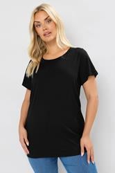 Plus Size Black Basic T-Shirt | Yours Clothing 3