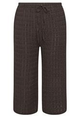 YOURS Curve Brown Bubble Texture Cropped Trousers