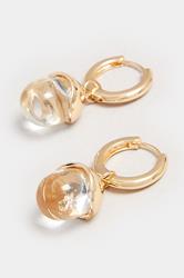 Gold Tone Gem Drop Hoop Earrings | Yours Clothing 2
