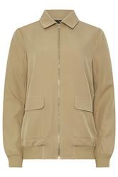 LTS Tall Stone Brown Pocket Bomber Jacket