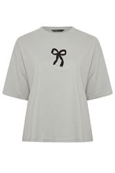 LIMITED COLLECTION Plus Size Grey Bow Beaded Top 6