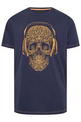 KAM Big & Tall Navy Blue Skull Print T-Shirt | BadRhino 2