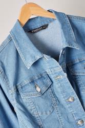 EVANS Plus Size Mid Wash Blue Denim Jacket | Evans 8