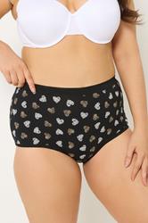 YOURSET 5 PACK Plus Size Black Animal Heart High Waisted Full Briefs | Yours Clothing 4