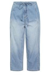 YOURS Curve Light Blue Crop Barrel Jeans