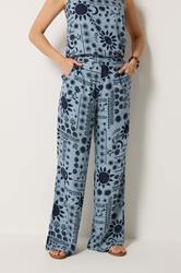 LTS Tall Women's Blue Coastal Print Wide Leg Trousers | Long Tall Sally 2