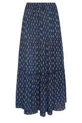 M&Co Navy Blue Floral Print Tiered Maxi Skirt | M&Co 5