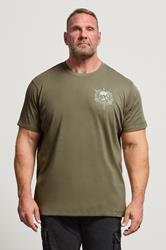 BadRhino Big & Tall Olive Green Skull Emblem Graphic T-Shirt | BadRhino 2