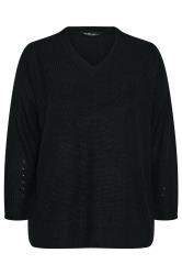 YOURS Plus Size Black V-Neck Knitted Jumper | Yours Clothing 5