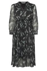 YOURS LONDON Curve Black Blurred Feather Pleated Shirt Dress