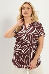 YOURS Plus Size Chocolate Brown Abstract Print Blouse | Yours Clothing 3