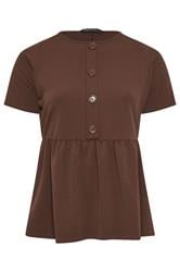 LIMITED COLLECTION Curve Chocolate Brown Peplum Top