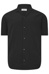 JACK & JONES Big & Tall Black Seersucker Resort Shirt