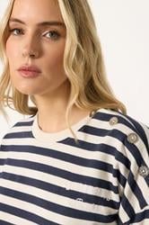 LTS Tall Navy Blue Stripe Embroidered 'Le Marais' Slogan Sweatshirt | Long Tall Sally  5