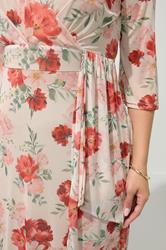 YOURS LONDON Plus Size Ivory White Floral Mesh Wrap Dress | Yours Clothing 4