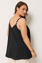 YOURS Plus Size Black Lace Insert Cami Vest Top | Yours Clothing 2