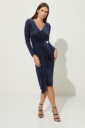 STAR Navy Blue Velvet Leopard Wrap Dress | StarByJM 2