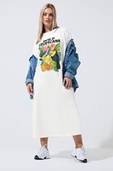 LIMITED COLLECTION Plus Size White Tropical T-Shirt Dress | Yours Clothing 1