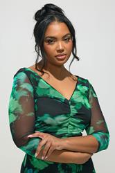 YOURS LONDON Plus Size Black & Green Abstract Mesh Maxi Dress | Yours Clothing 4