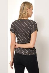 LTS Tall Chocolate Brown Striped Cowl Neck Top | Long Tall Sally 4