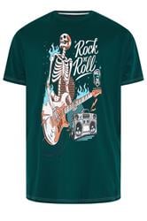 KAM Big & Tall Dark Blue Rock N Roll Skeleton Print T-Shirt