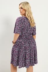 YOURS Plus Size Pink Ditsy Floral Smock Mini Dress | Yours Clothing 2